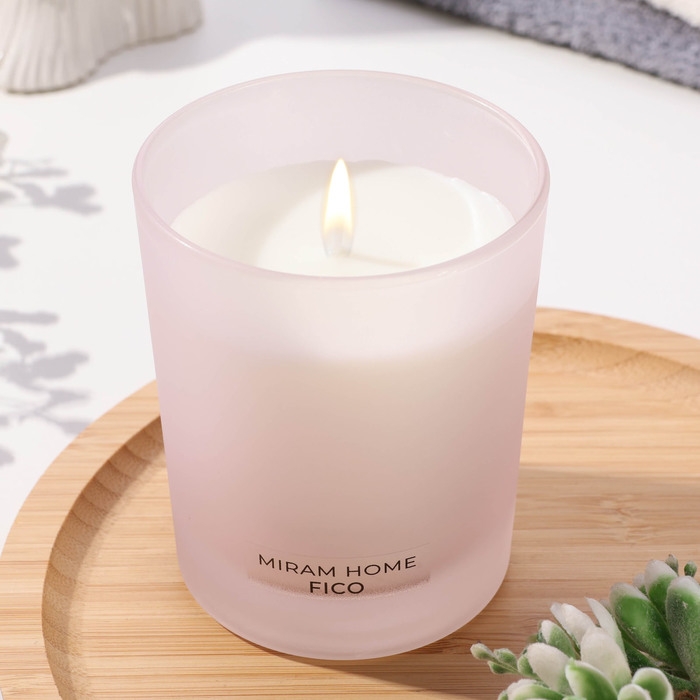 Свеча ароматическая в стекле  Свеча ароматическая в стекле "FICO", карамель, инжир и амбра, 200 г