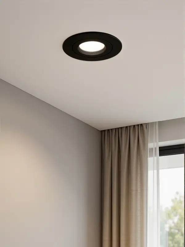 Светильник встраиваемый под лампу MR-16, поворотный, круглый, пластиковый, чёрный