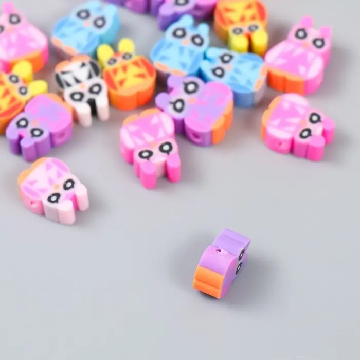 Бусины для творчества PVC "Совушки" набор 20 шт 0,5х1х1 см