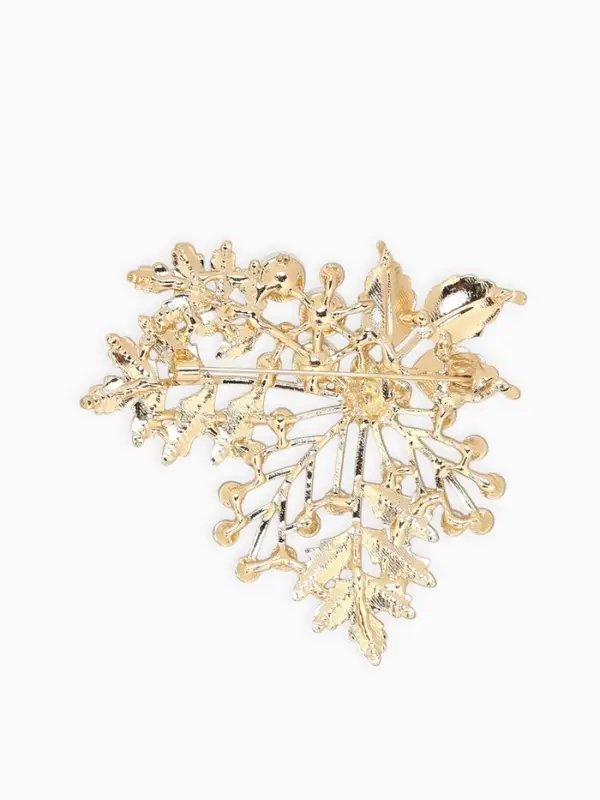 Брошь &laquo;Папоротник&raquo;, белая в золоте