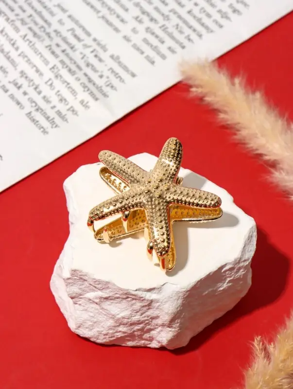 Краб для волос "Лейла море" морская звезда, 6 см, золото