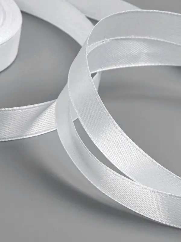 Лента атласная, 12 мм, 23&plusmn;1 м, белая №01