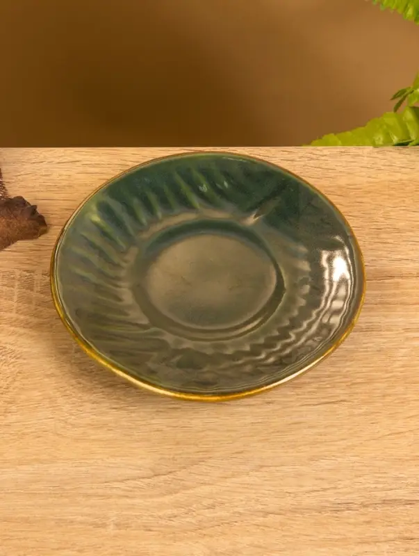 Чашка с блюдцем «Флора 2», 13×13×9 см, керамика, зелёная