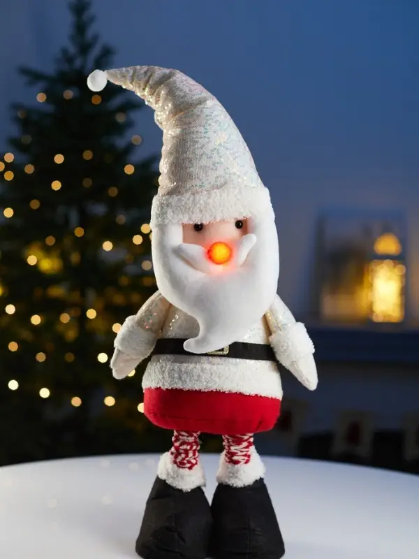 Фигура текстиль «Дед Мороз» 55-84 см, телеск-е ножки, 1LED, LR1130х3 (в компл.), Т/БЕЛЫЙ Фигура текстиль «Дед Мороз» 55-84 см, телеск-е ножки, 1LED, LR1130х3 (в компл.), Т/БЕЛЫЙ