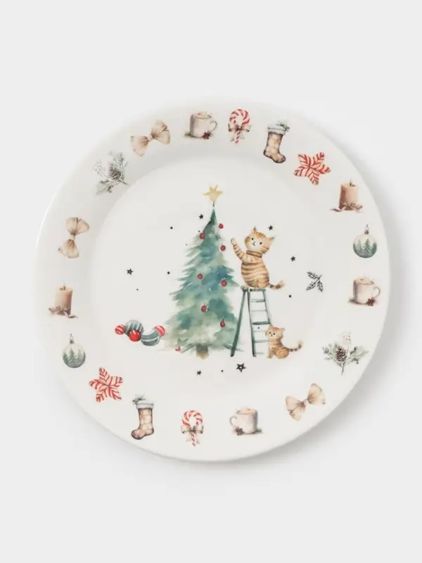 Тарелка новогодняя Доляна «Волшебный праздник», d=20.5 см, фарфор, белая Тарелка новогодняя Доляна «Волшебный праздник», d=20.5 см, фарфор, белая