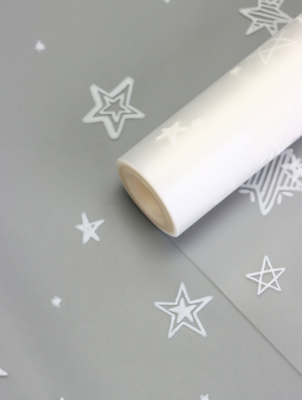 Пленка для цветов матовая, "Звездочки", белый, 0,6х9м ±5%