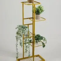 Подставка для цветов Greengo, 5 полок, 44&times;22&times;95 см, напольная, металл, цвет золотой