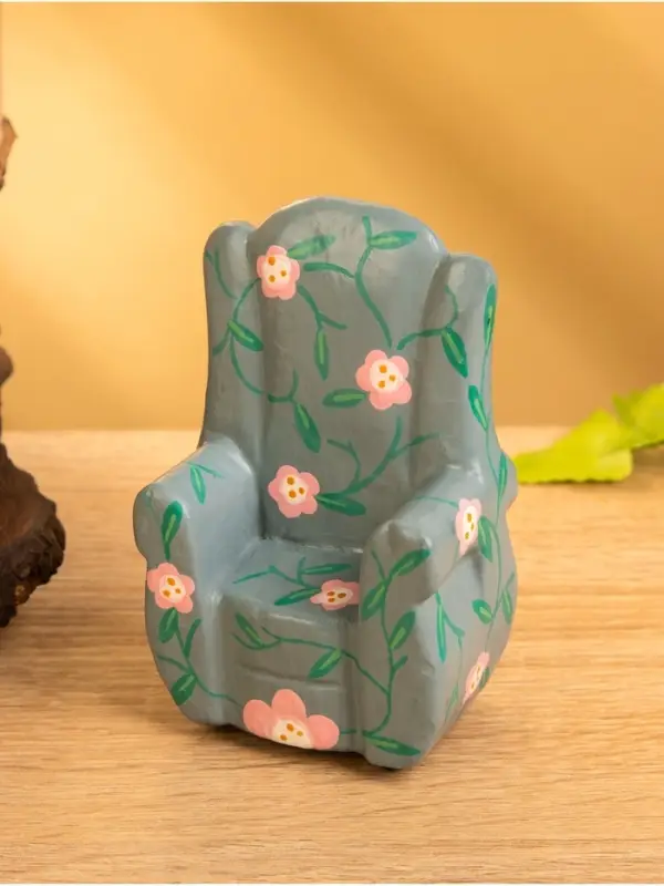Мебель для кукол &laquo;Кресло с цветами&raquo;, 6&times;5&times;9.5 см, дерево, серая