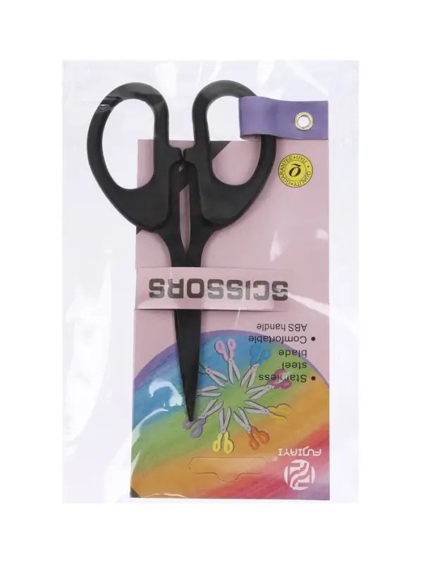 Ножницы канцелярские 12 см, черные, длина лезвия 6.5 см