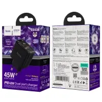 Переходник CS43A СЗУ на 2 Type-C PD45W HOCO черный