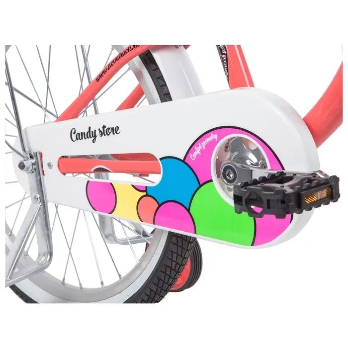 Велосипед детский Novatrack CANDY, диаметр колёс 20", со съёмными колёсами, с сумкой, коралловый
