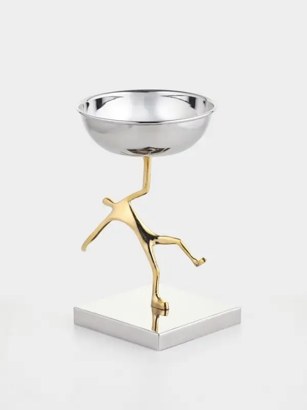 Блюдо сервировочное на подставке &laquo;Человек&raquo;, d=13 см, нержавеющая сталь, латунь