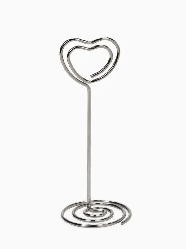 Подставка под ценник, фото &laquo;Сердце&raquo;, с зажимом, 3.3&times;3.3&times;8.3 см, цвет серебро