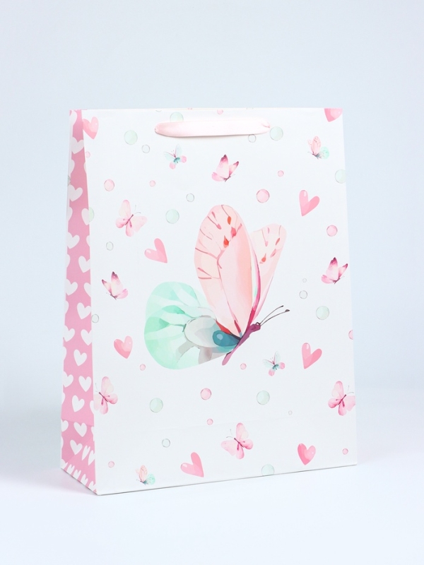 Пакет подарочный ламинированный вертикальный «Бабочка», L 31 × 40 × 12 см