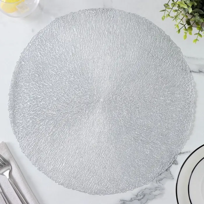 Салфетки сервировочные на стол Доляна &laquo;Соломка&raquo;, d=38 см, 4 шт., серебряные