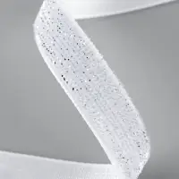 Лента бархатная, с серебряным люрексом, 10 мм, 18&plusmn;1 м, белая №01