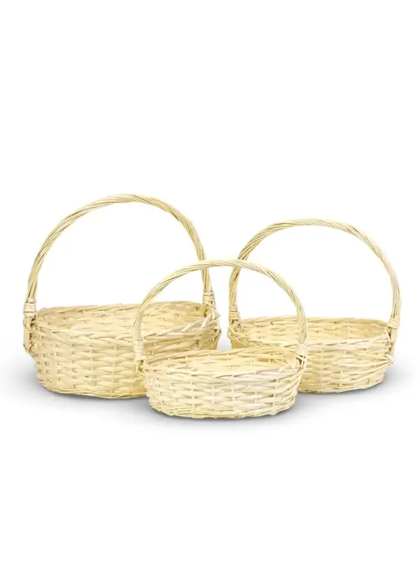 Набор корзин 3 шт ИВА 40x30x13 34х24x11 29х21x10 см ПЛЕТ ручка h=20/18/16 см бел