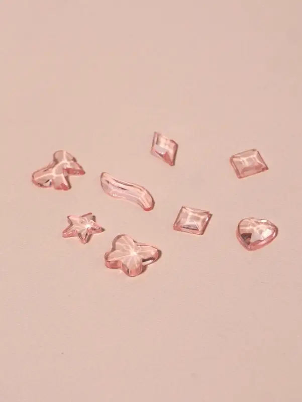 Фигурки для декора, объёмные, розовые, полупрозрачные