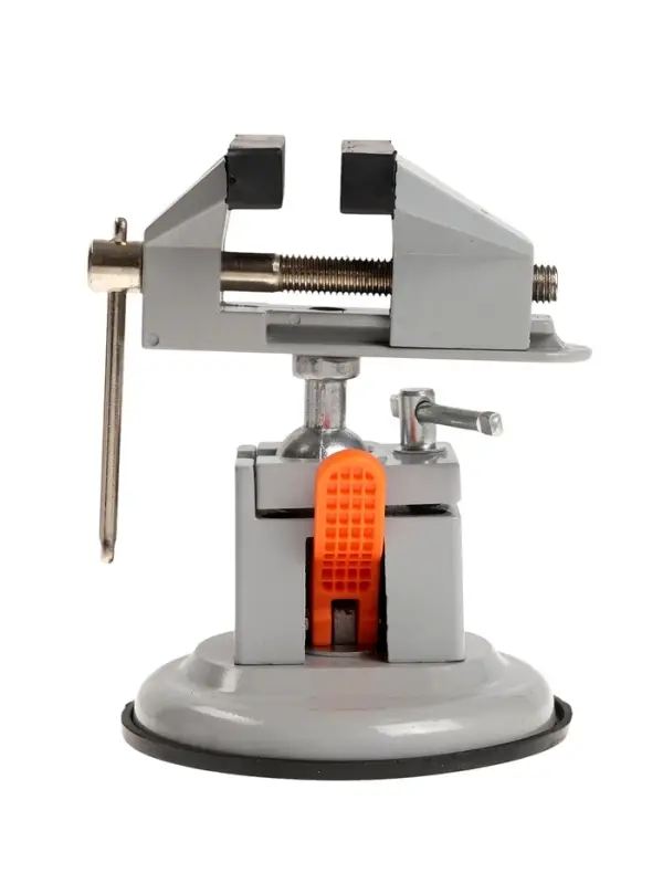 Мини-тиски алюминиевые ТУНДРА, усиленное крепление на присоске, поворотный шарнир, 75 мм