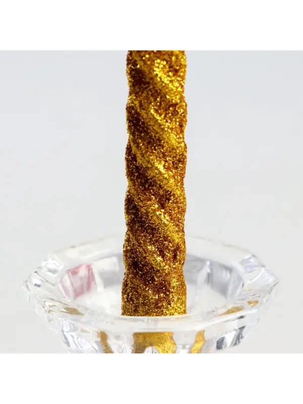 Набор свечей витых, 1.5&times;15 см, 2 шт., блёстки, золото