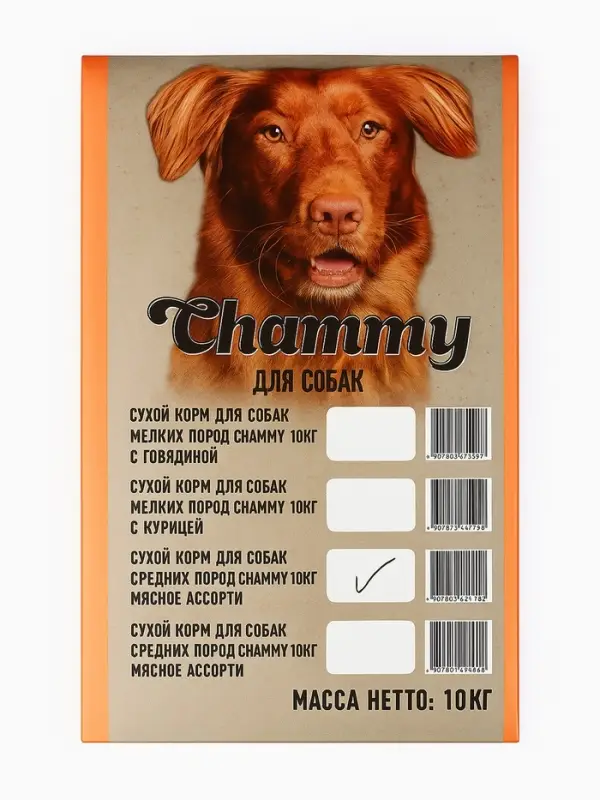 Сухой корм Chammy для собак мелких пород, мясное ассорти, 10 кг
