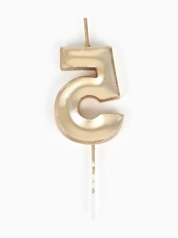 Свеча в торт на шпажке &laquo;Жемчужная&raquo;, цифра 5, шампань