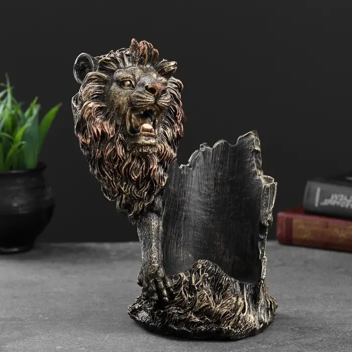 Подставка для бутылки &laquo;Лев&raquo;, под бронзу, 14&times;19&times;24 см