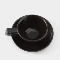 Чашка с блюдцем &laquo;Черепашка&raquo;, 13&times;13&times;7 см, керамика, тёмно-коричневая