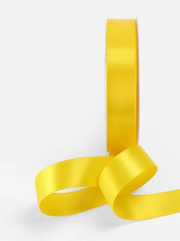 Лента атласная TEIRA, двухсторонняя, 20 мм, 25&plusmn;1 м, жёлтая №0645