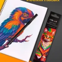 Карандаши Calligrata, цветные, 6 цветов, супермягкие, диаметр грифеля 3 мм, 5B