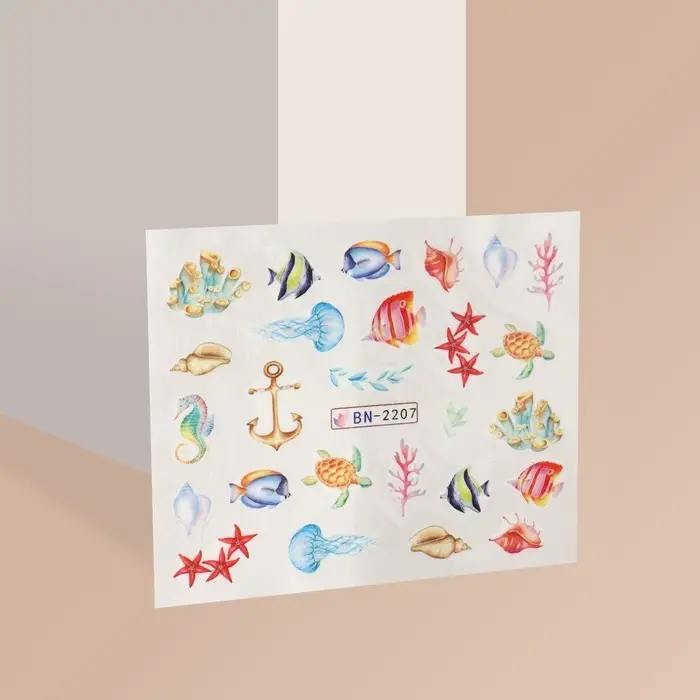 Слайдеры для ногтей «Шлейф моря», разноцветные