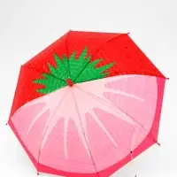Зонт - трость детский &laquo;Клубника&raquo;, полуавтоматический, 8 спиц, R=42/47 см, d=84 см, розовый