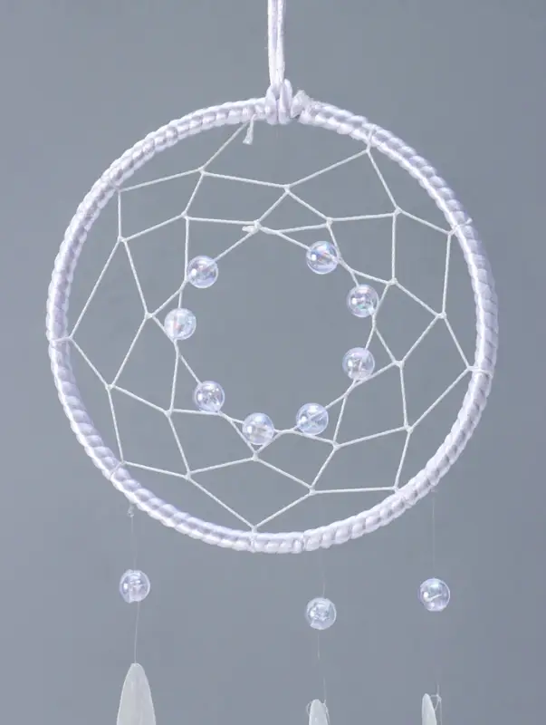 Ловец снов "Паутинка с бусинками" перламутр 12 кружков d=4,8 см 11,5х39,5 см