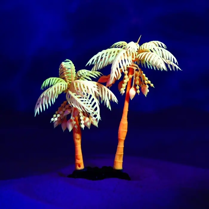 Растение для аквариума и террариума &laquo;Пальма&raquo;, светящееся, 14 см, красное