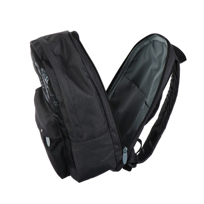 Рюкзак молодёжный, 38 х 28 х 19 см, эргономичная спинка, Calligrata Э Рюкзак молодёжный, 38 х 28 х 19 см, эргономичная спинка, Calligrata Э "Листья", чёрный