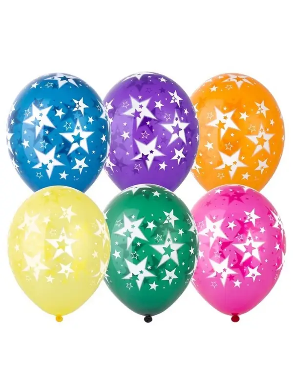 Воздушные шары латексные 14" &laquo;Звёзды большие&raquo;, 25 шт., кристалл, МИКС