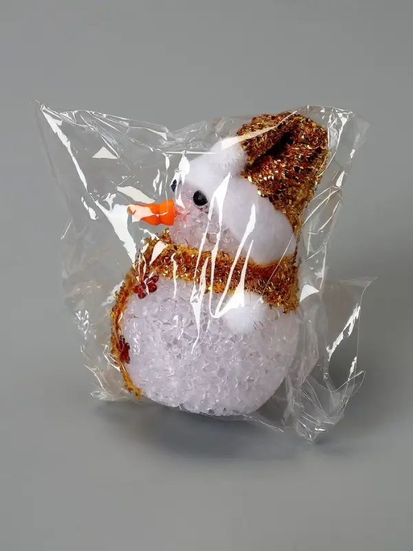 Ёлочная игрушка &laquo;Золотистый снеговичок&raquo;, 8 см, 1 LED, от батареек AG13&times;3, свечение мульти (RGB)