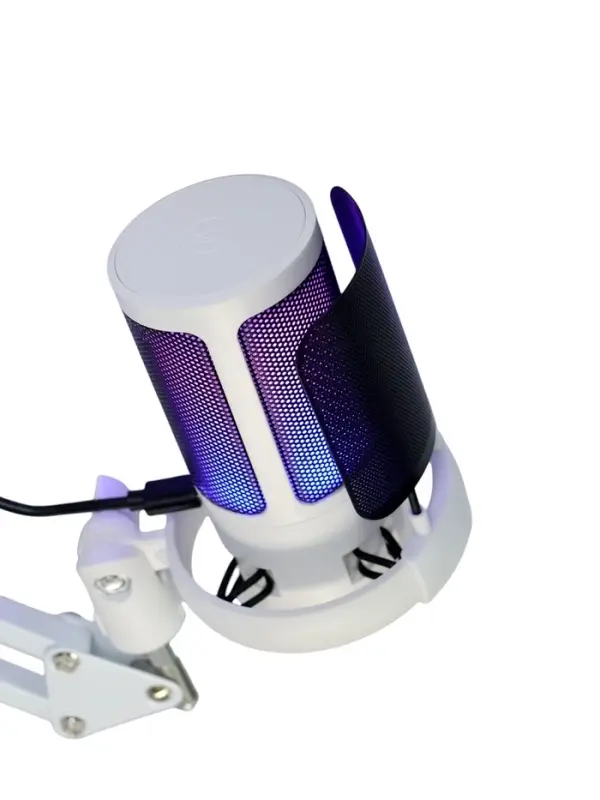 Микрофон конденсаторный для ПК, USB, пантограф, поп-фильтр, подсветка, шумоподавление, белый