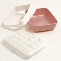 Лоток для кошек, 50.5&times;39&times;23 см, с сеткой и совком, пластик, розовый