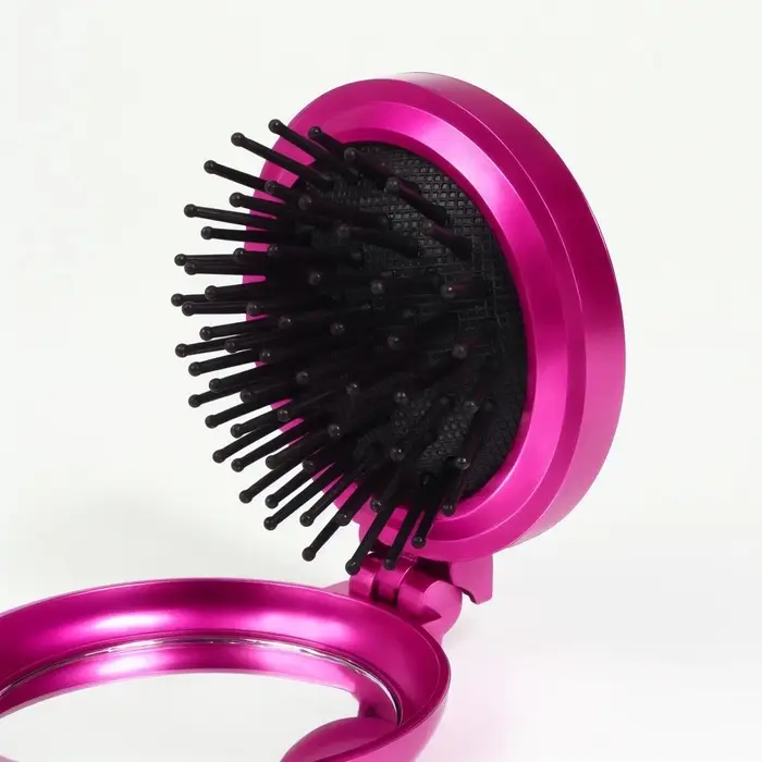 Расчёска массажная «Перламутр», складная, с зеркалом, d=6 см, МИКС Расчёска массажная «Перламутр», складная, с зеркалом, d=6 см, МИКС