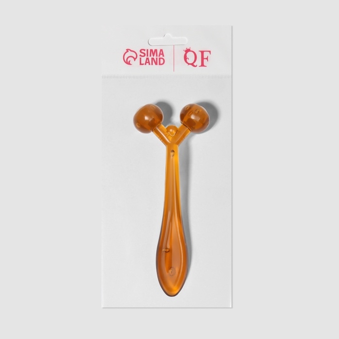 Массажёр для лица и зоны декольте, 2 шара, 14 × 6 × 2 см, цвет коричневый Массажёр для лица и зоны декольте, 2 шара, 14 × 6 × 2 см, цвет коричневый