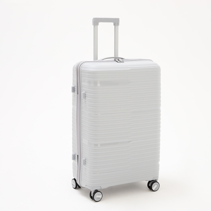 Чемодан большой 100 л (L), отдел на молнии, кодовый замок, 4 колеса, цвет серый Чемодан большой 100 л (L), отдел на молнии, кодовый замок, 4 колеса, цвет серый