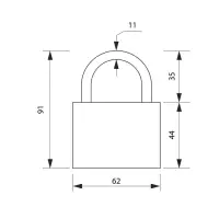 Замок навесной, 62&times;90 мм, 3 ключа