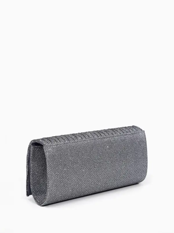 Сумка-клатч женская вечерняя на магните, на цепочке, блестящая, серебристая