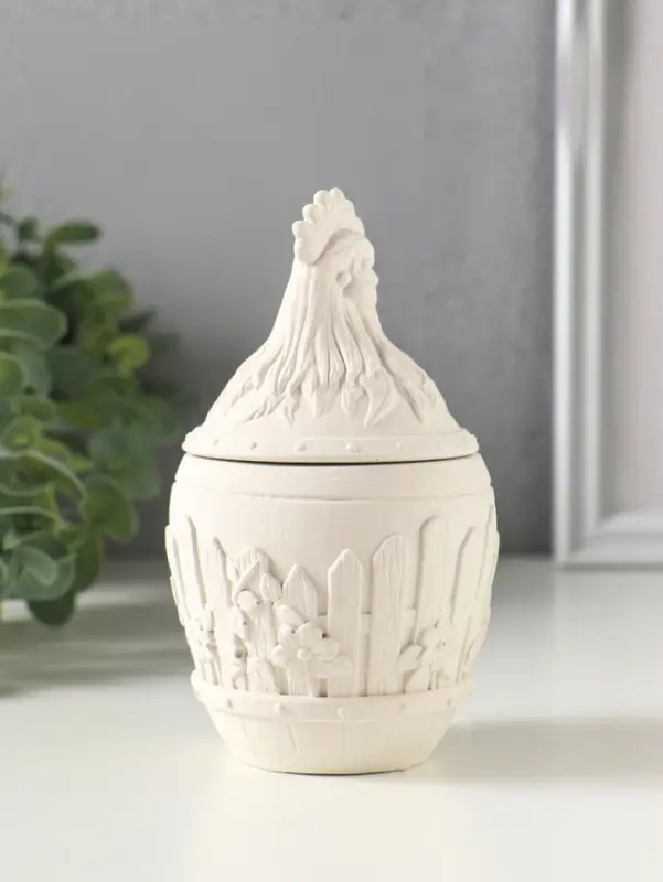 Шкатулка с крышкой для украшений &laquo;Петух&raquo;, 13&times;7 см, гипс