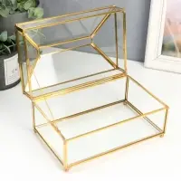 Шкатулка-салфетница «Золотые грани», стекло, 11.8×10.3×19.2 см Шкатулка-салфетница «Золотые грани», стекло, 11.8×10.3×19.2 см