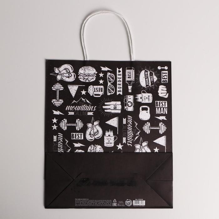 Пакет подарочный крафтовый, упаковка, For strong man, 26 х 30 х 11,5 см Пакет подарочный крафтовый, упаковка, For strong man, 26 х 30 х 11,5 см