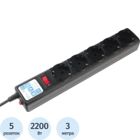 Сетевой фильтр Power Cube B 3.0 м 5 розеток (черный) 10А/2,2кВт(SPG5-С3)