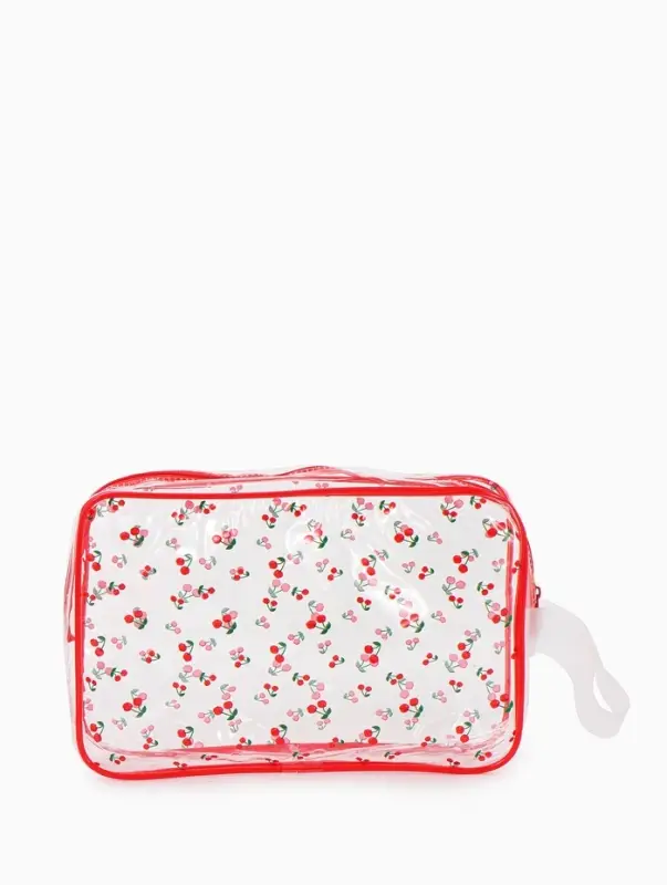 Косметичка ПВХ Вишня 23*6*15, отд на молнии,  прозрачный