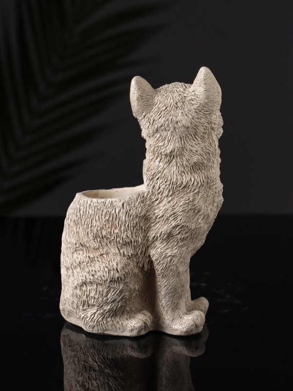 Подставка для мелочей Подставка для мелочей "Кот с бантом" 14х9х7 см, бежевый